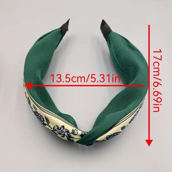 Green Vintage Floral Knotted Headband - Picture 7 of 7